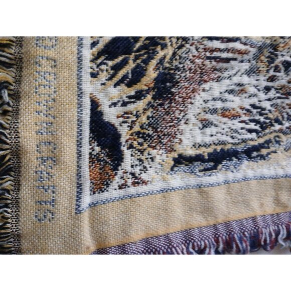 Crown Crafts Winter Scene Sleigh Ride Farm House Throw Blanket Tapestry Vintage - Picture 13 of 14